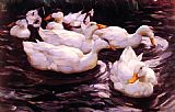 Alexander Koester Six Ducks in a Pond painting